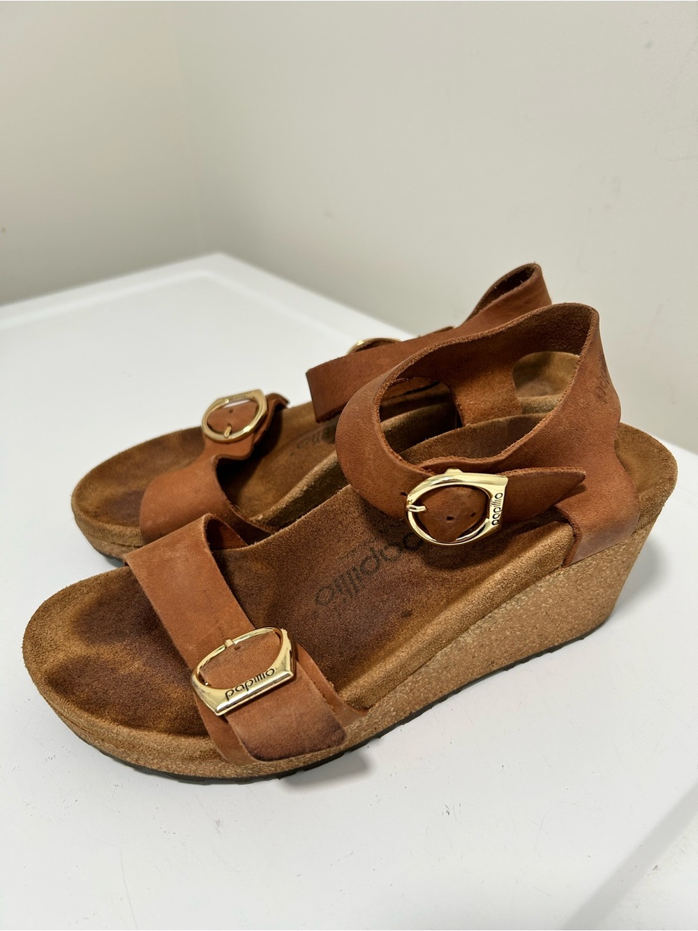 Birkenstock Papillio Soley Wedge Sandals Tan Brown Size 5 - 5.5 US 36 EU